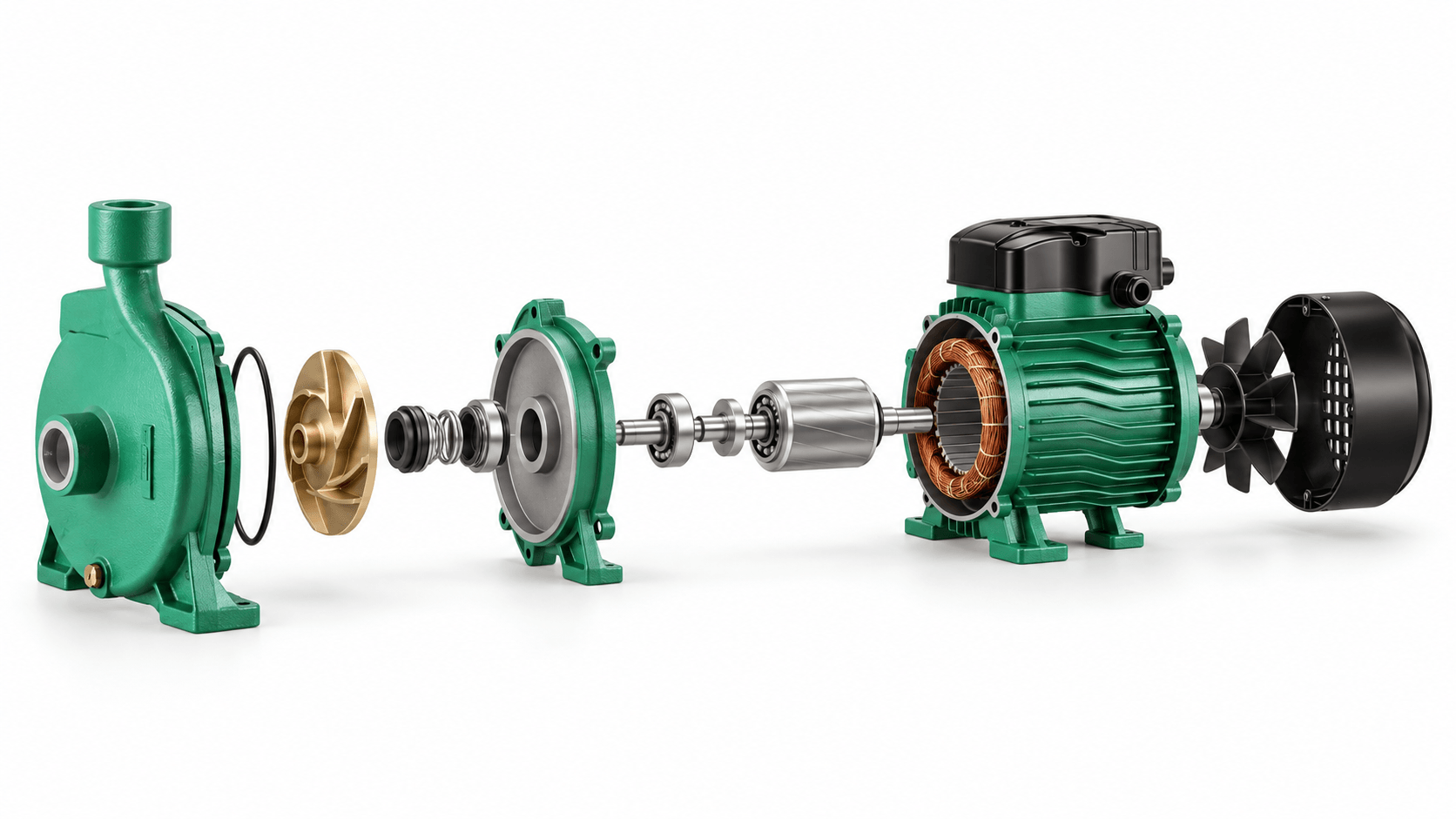 CPM Series Centrifugal Pumps exploded construction view with 17 indexed components