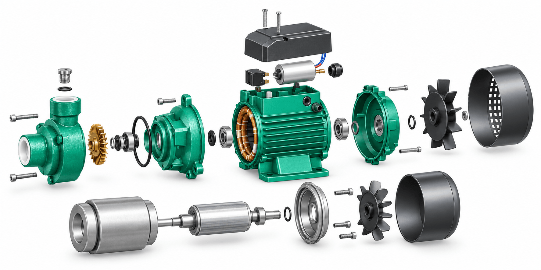 QB Peripheral Pumps exploded construction view with 29 indexed components