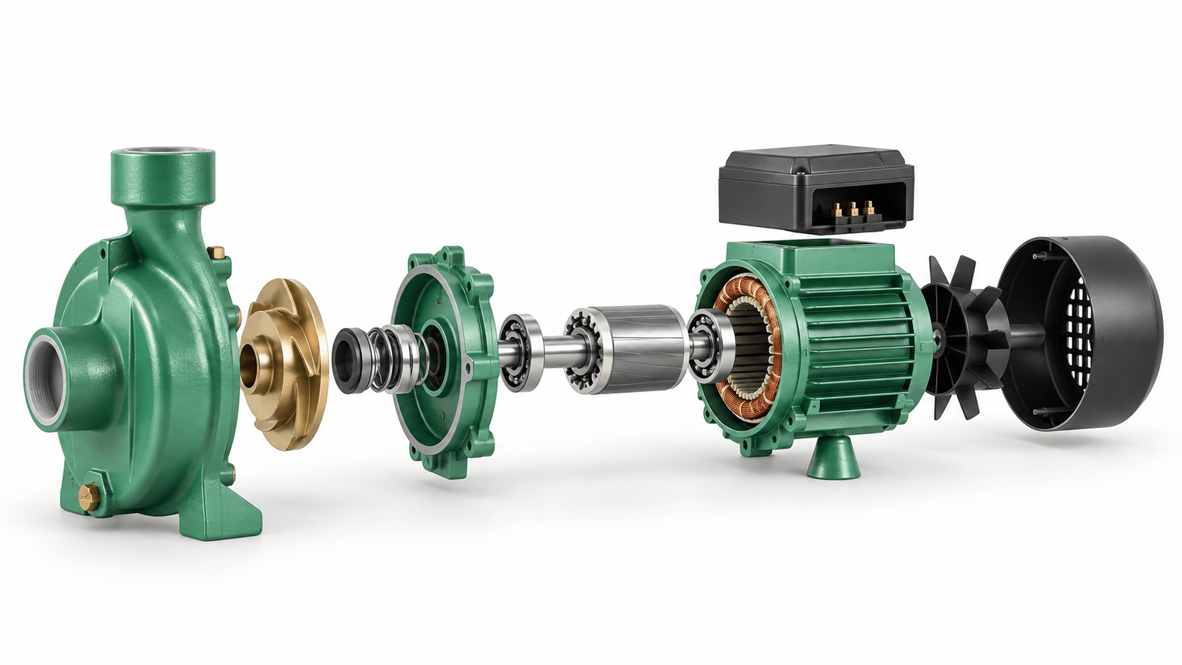 SCM Centrifugal Pumps exploded construction view with 17 indexed components